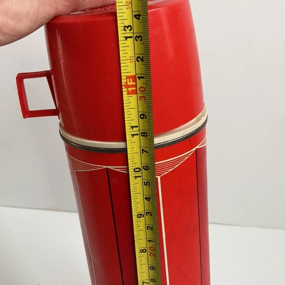 Vintage Thermos brand thermos red stripe 1974 King-Seeley Thermos Co.